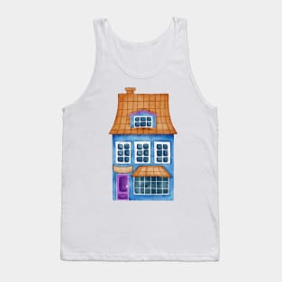 BLUE VILLAGE HOUSE WATERCOLOR Tank Top